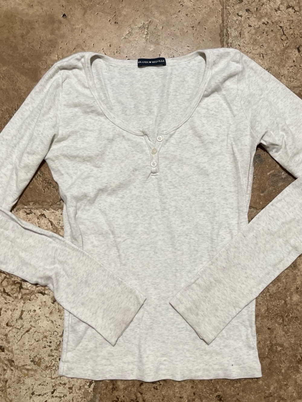 Brandy Melville Light Heather Gray Long-Sleeve Henley